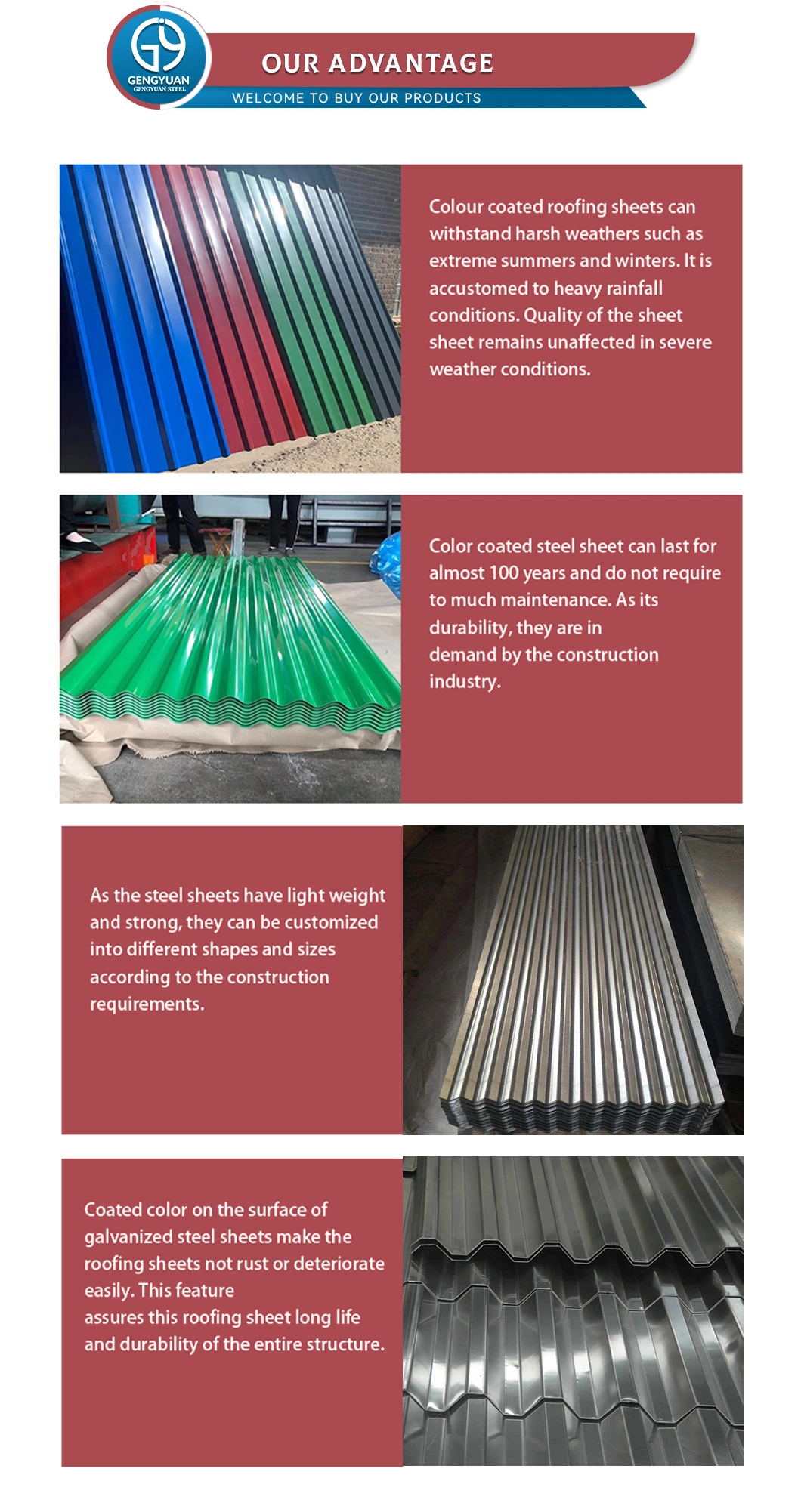 This Year 0.5mm 0.6mm 0.7mm Construction Material Prime Corrugated Roof Roofing Zinc Prepainted Color Coated PPGI PPGL Galvalume Galvanized Steel Sheet