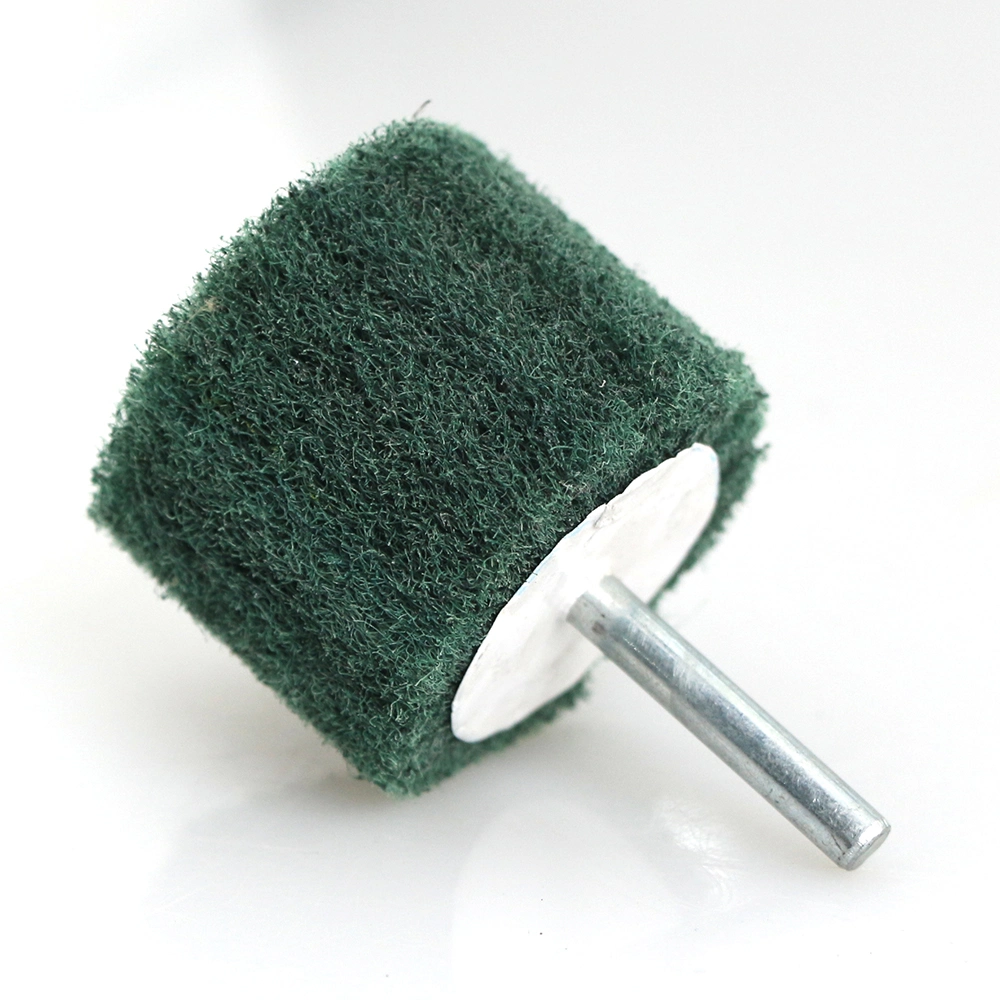 1PCS 6mm Shank Non-Woven Flap Sanding Wheel Fiber Abrasive Scouring Pad Polishing Grinding Wheel for Metal Cleaning Head Nylon