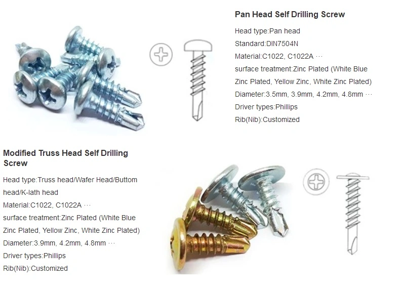 Roofing Screw Bi-Metal Self Drilling Screw Self Tapping Screw Wood Screw Drywall Chipboard Screw Furniture Screw Machine Screws Tek Screws with EPDM Washer