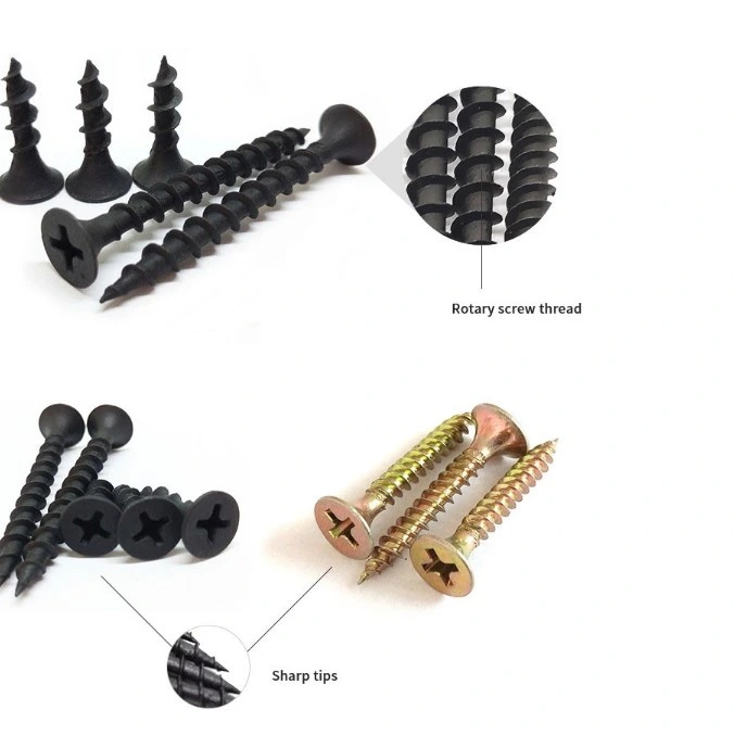 China Wholesale Hardware Manufacturer 3.5*25mm High Performance Wood Screws MDF Black Gypsum Chipboard Screw Self Tapping Drilling Drywall Screws